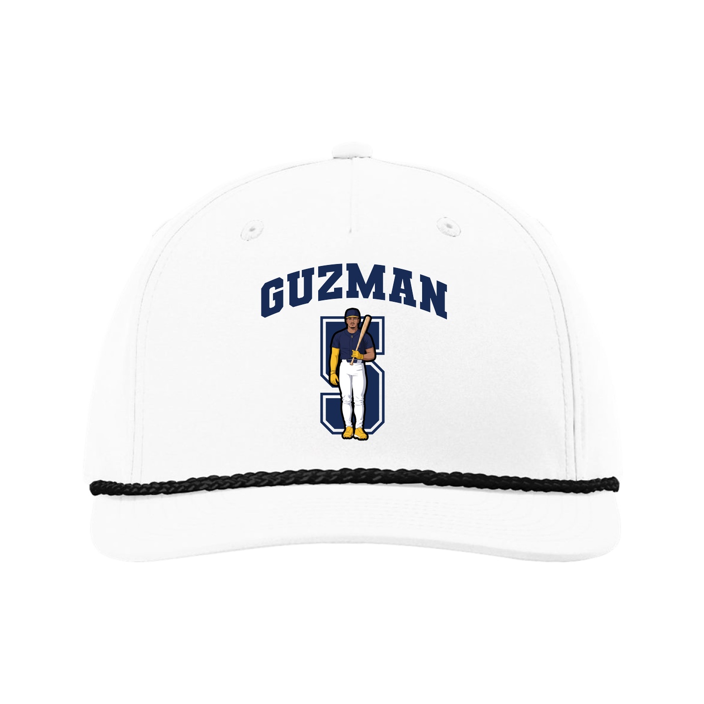 Five-Panel Classic Rope Cap — Number in White