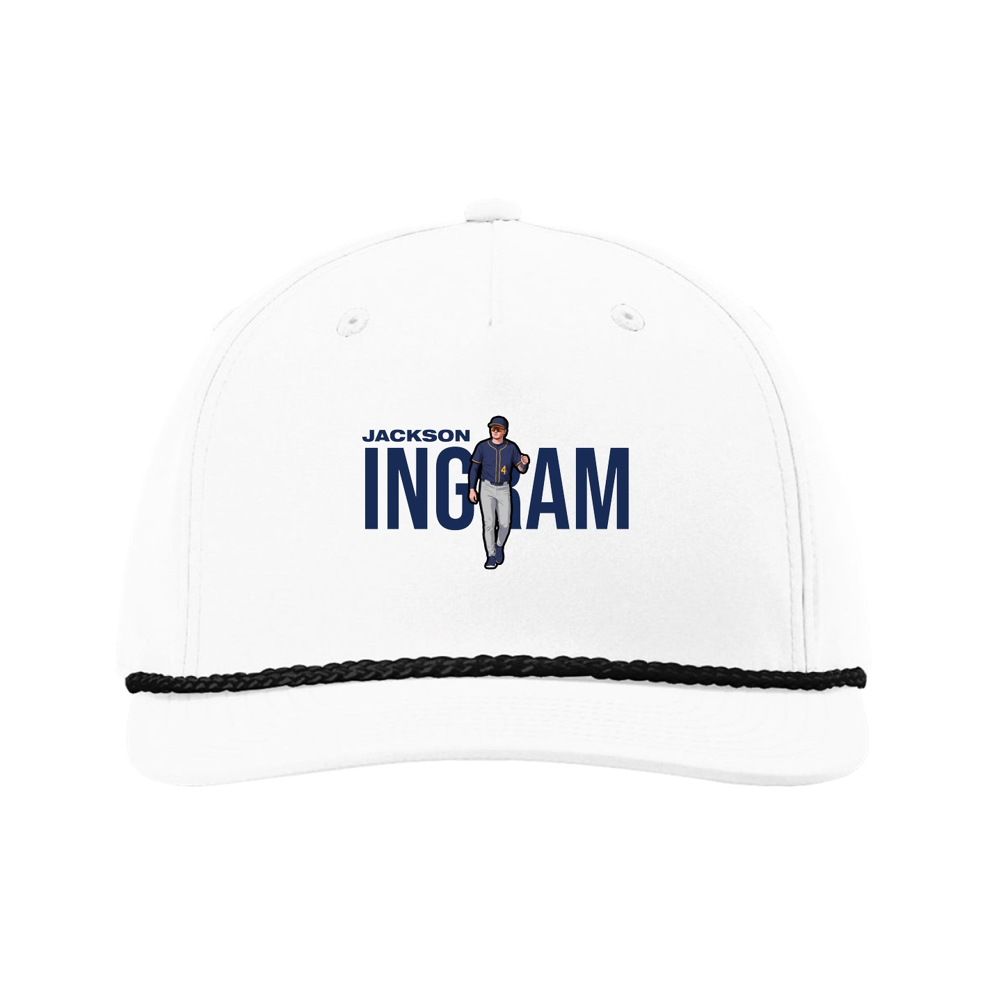 Five-Panel Classic Rope Cap — Player Name in White