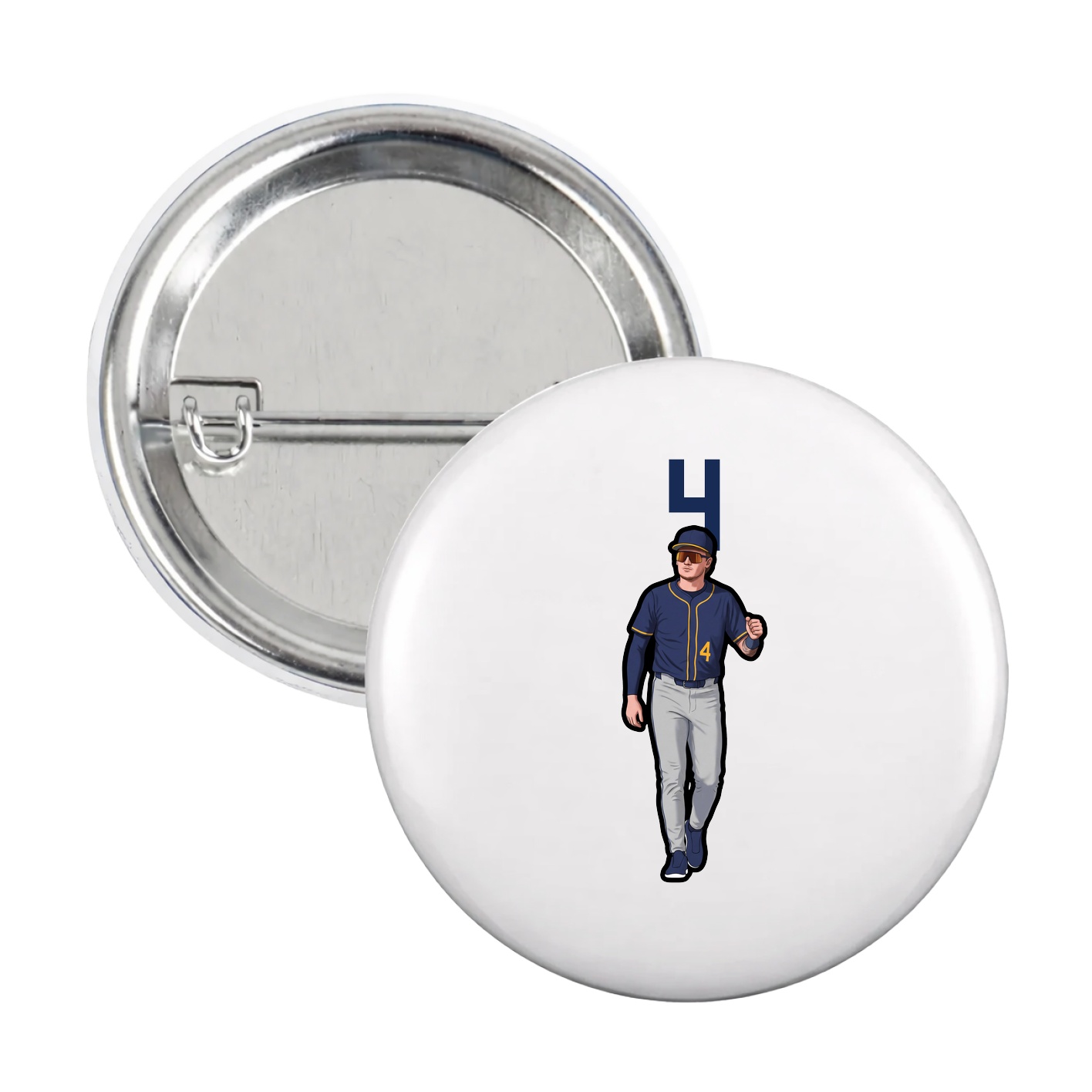Game Day Button — Number Top in White