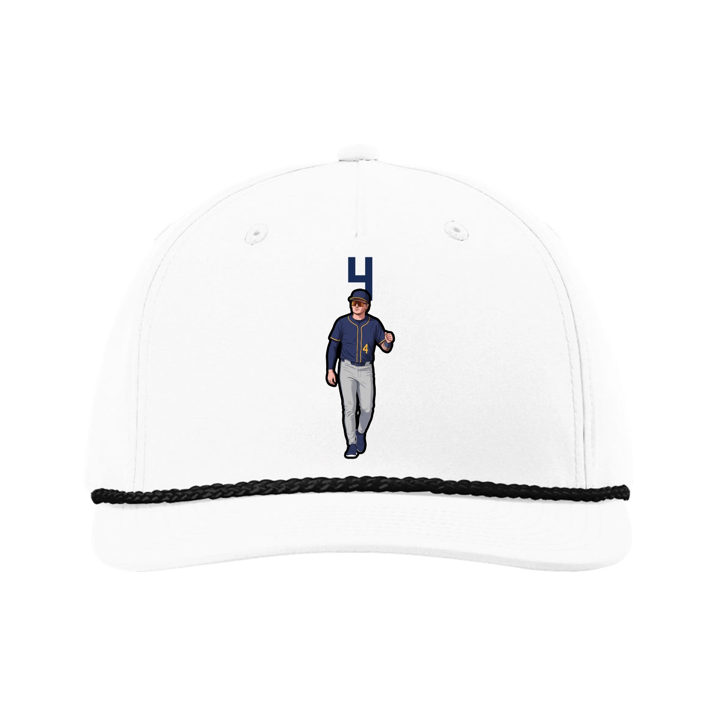 Five-Panel Classic Rope Cap — Number Top in White