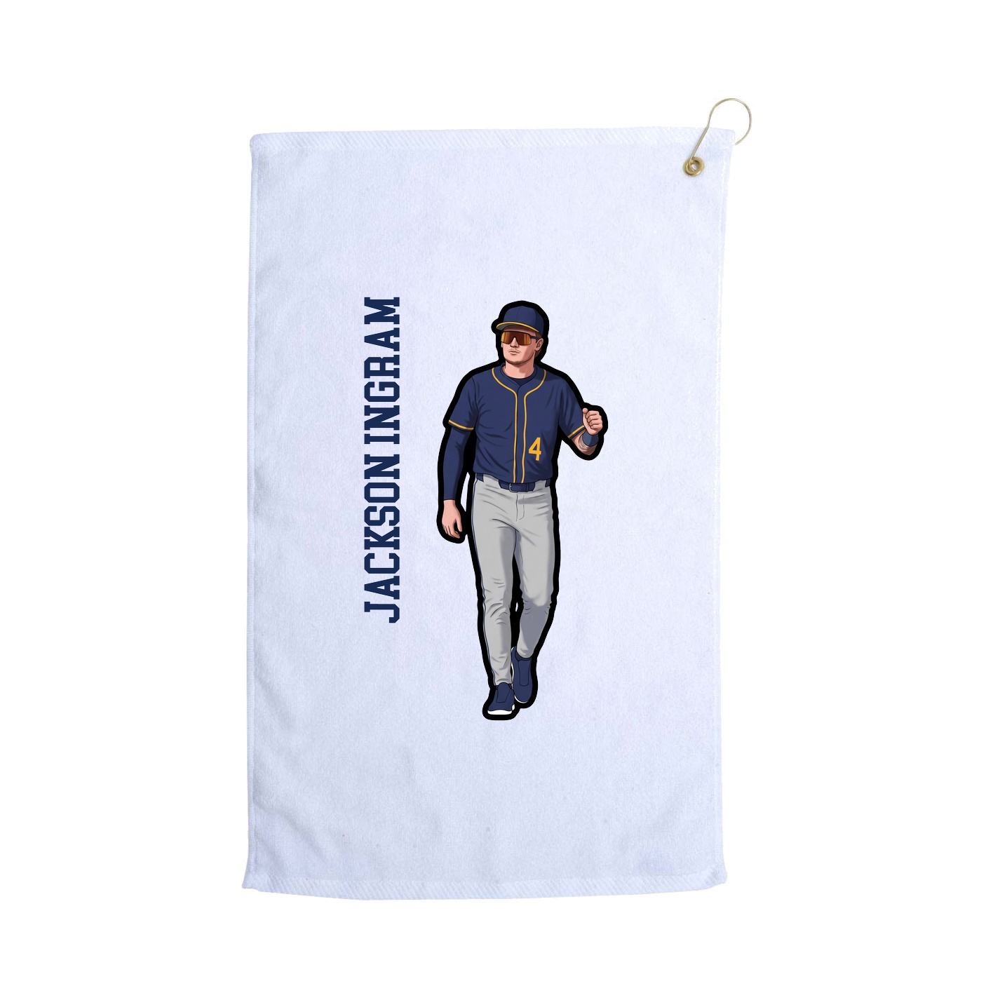 Golf Towel — Name Vertical in White