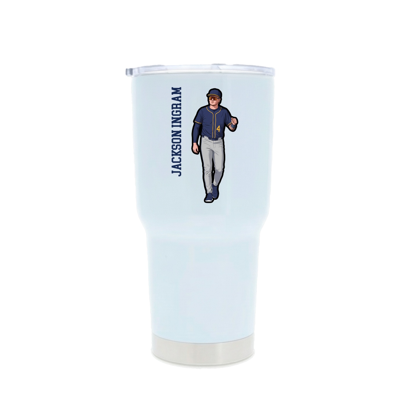 30oz Stainless Steel Tumbler — Name Vertical in White