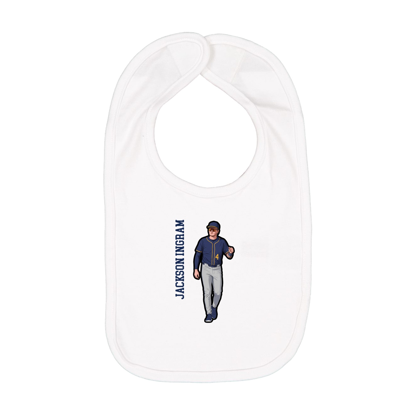 Infant Bib — Name Vertical in White