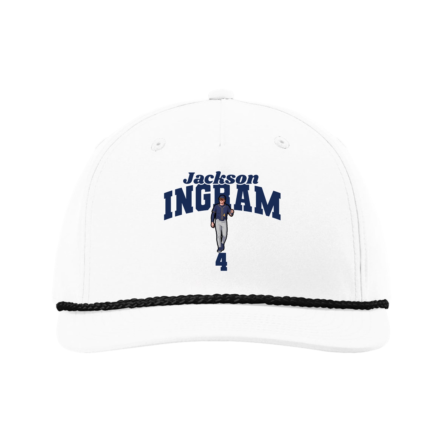 Five-Panel Classic Rope Cap — Signature Arch in White