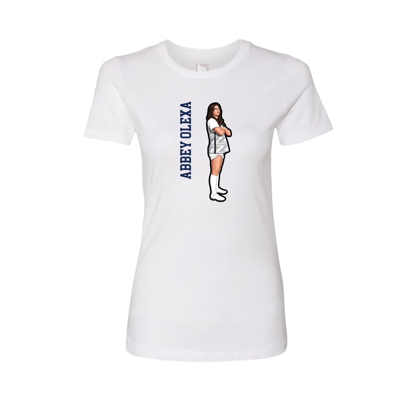 Fitted Women's Tee — Name Vertical in White