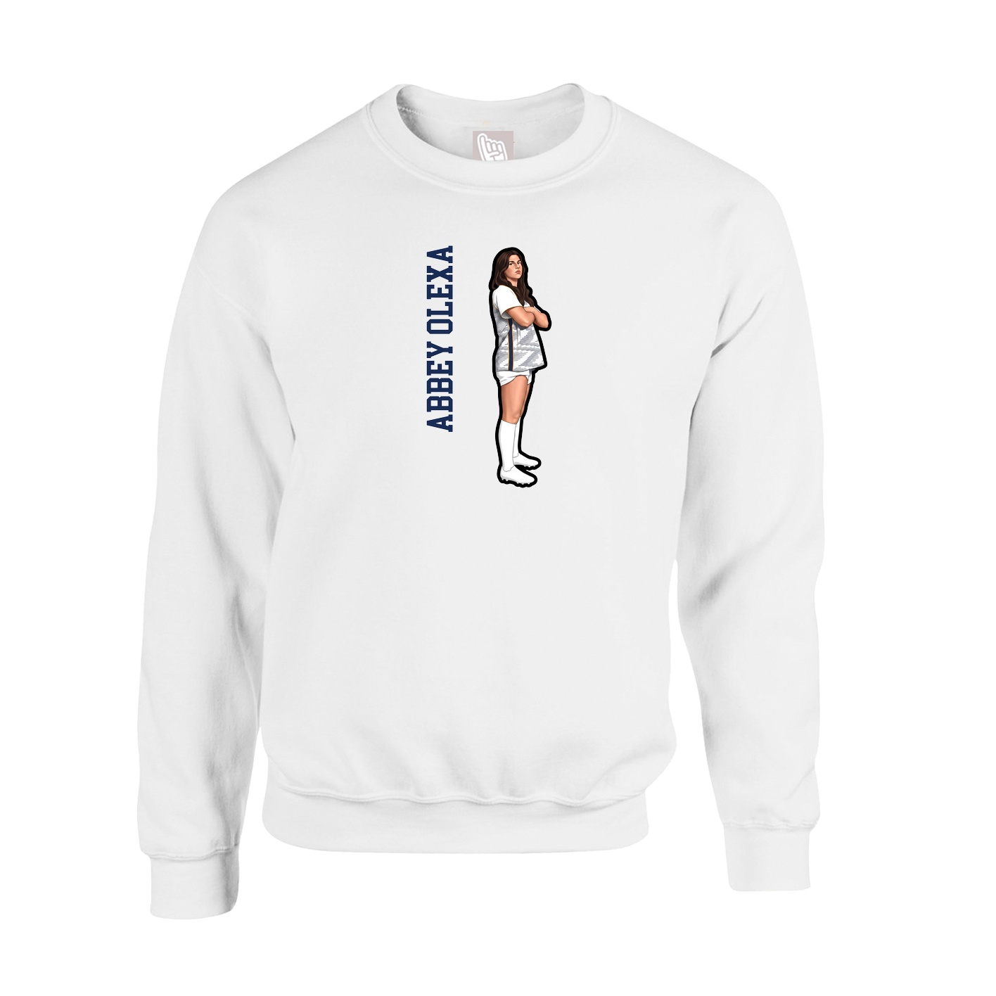 Fleece Crew — Name Vertical in White