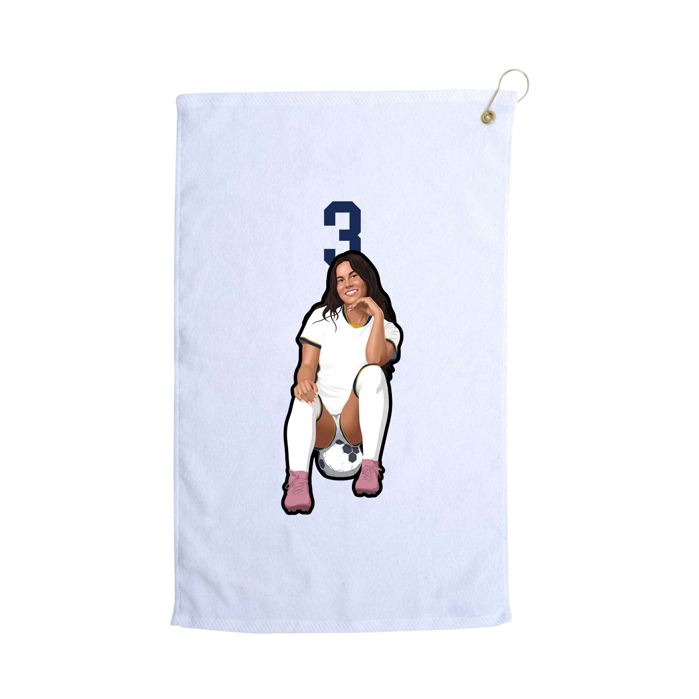 Golf Towel — Number Top in White