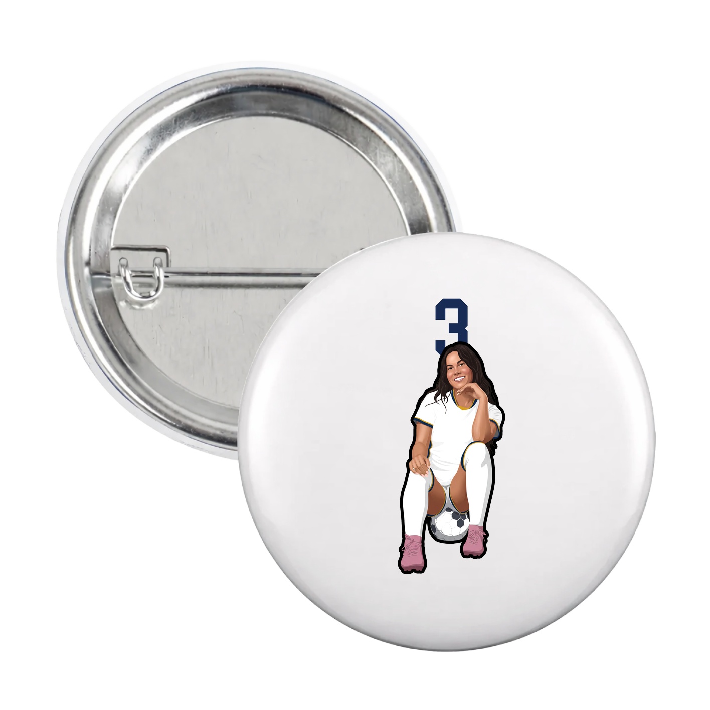 Game Day Button — Number Top in White
