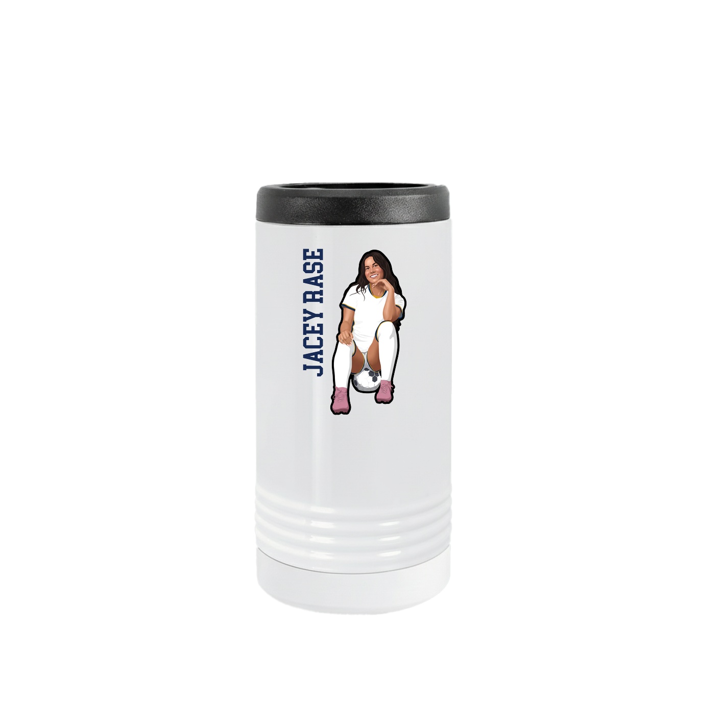 Slim Beverage Holder — Name Vertical in White