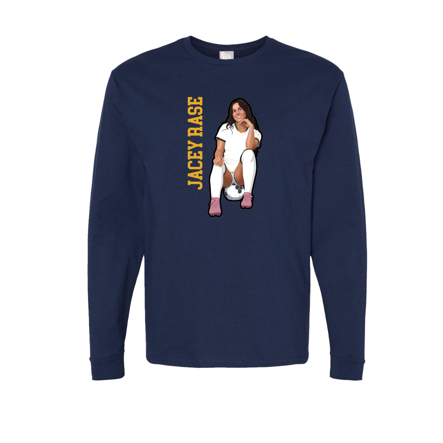 Long Sleeve Tee — Name Vertical in Navy