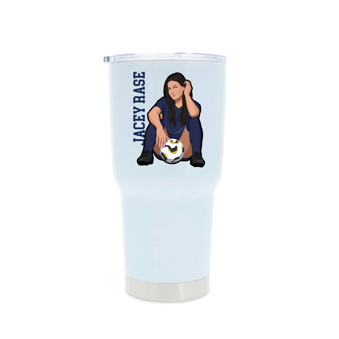 30oz Stainless Steel Tumbler — Name Vertical in White