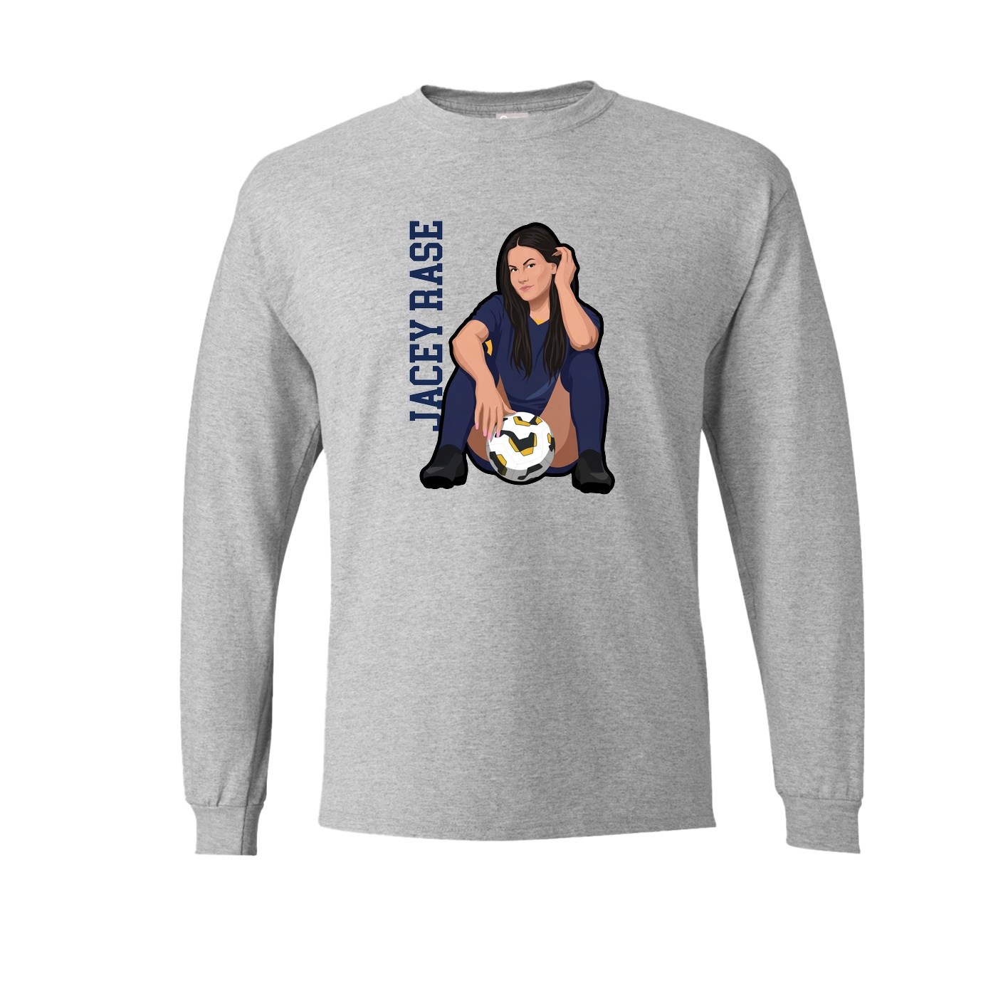 Long Sleeve Tee — Name Vertical in Grey