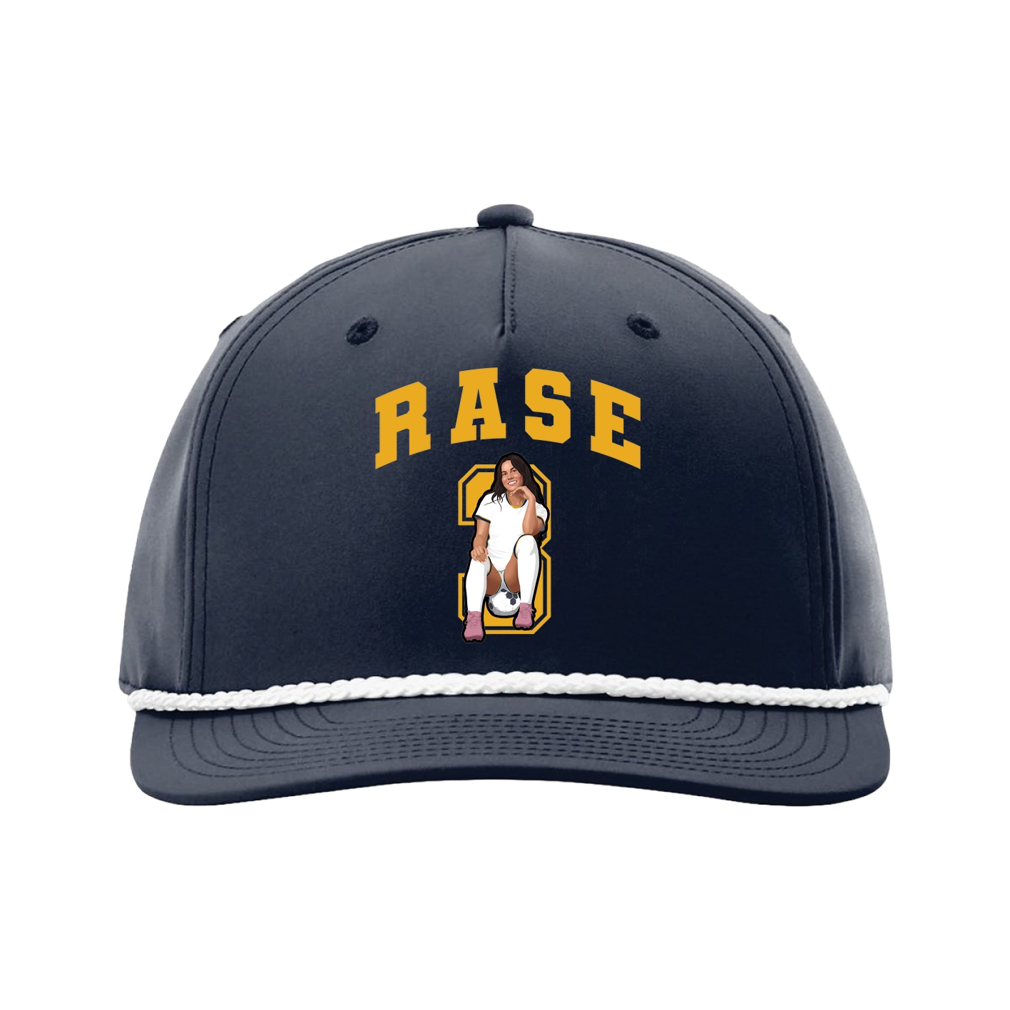 Five-Panel Classic Rope Cap — Number in Navy