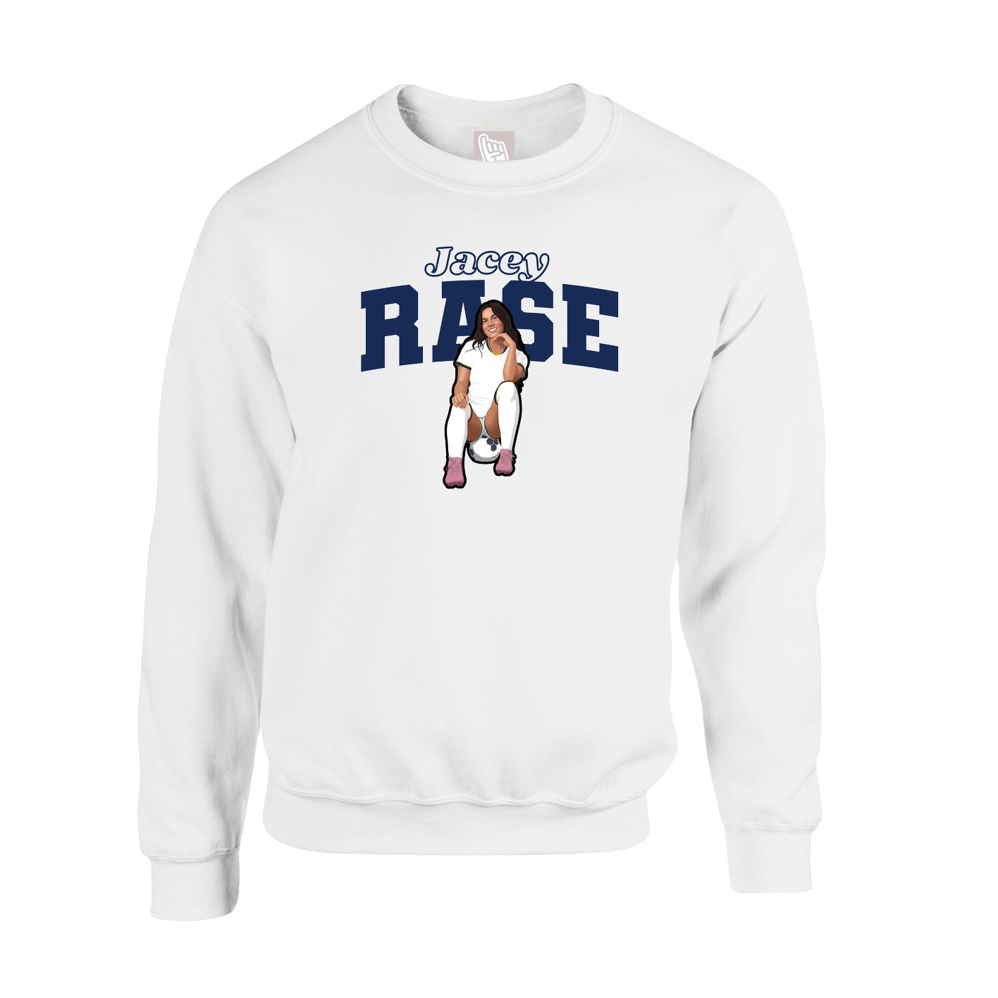 Fleece Crew — Name Arch in White