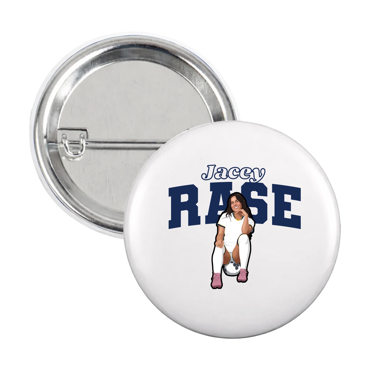 Game Day Button — Name Arch in White