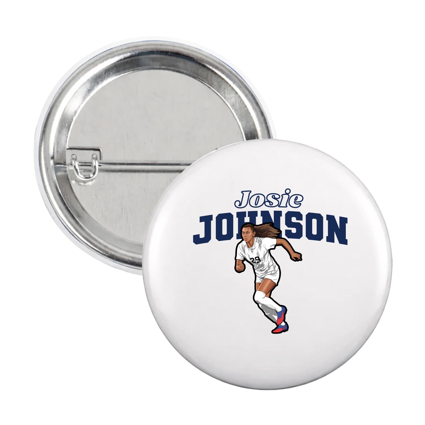 Game Day Button — Name Arch in White