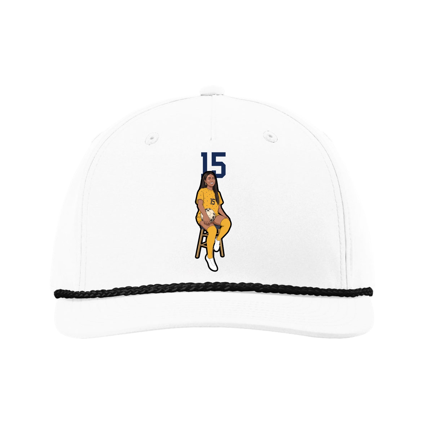 Five-Panel Classic Rope Cap — Number Top in White