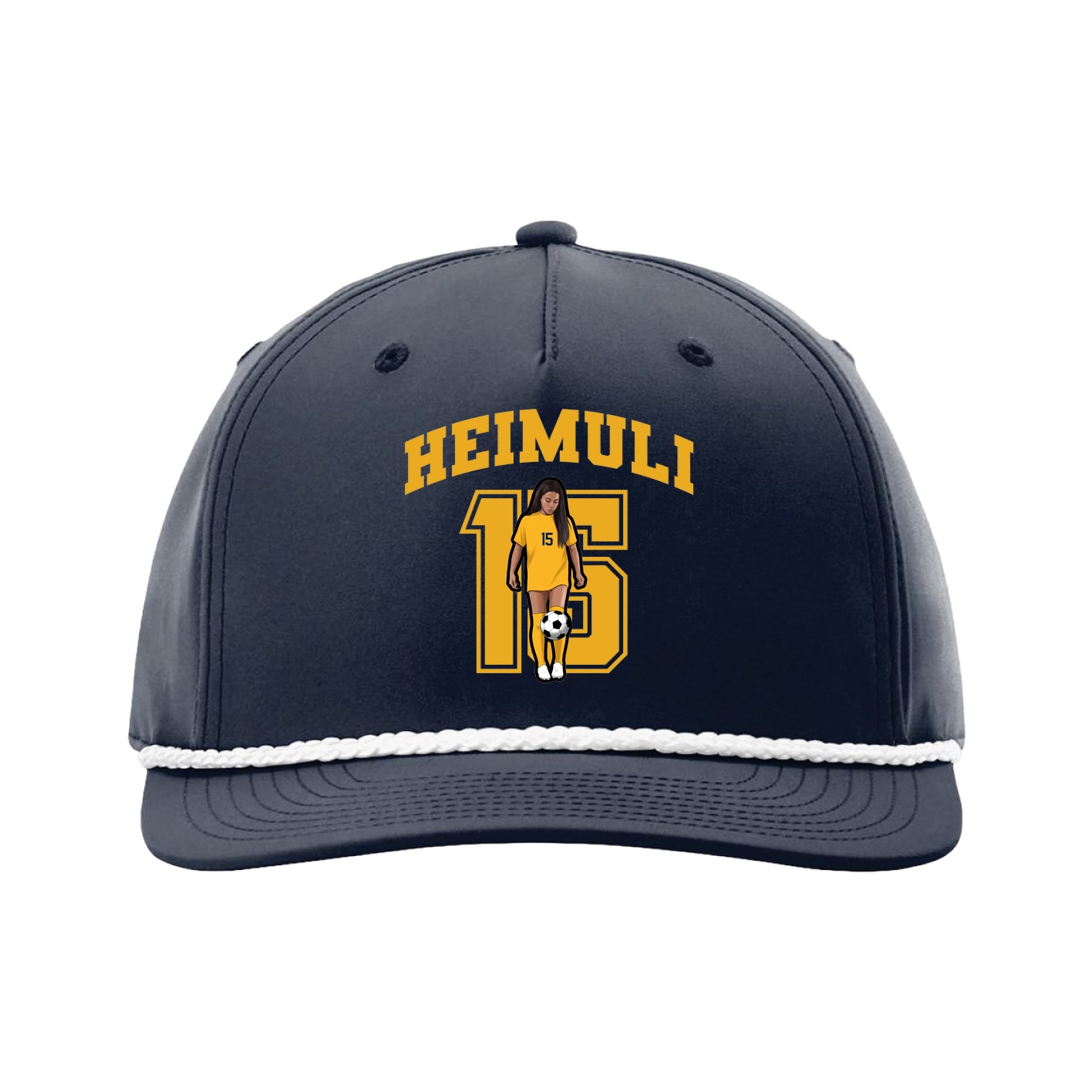 Five-Panel Classic Rope Cap — Number in Navy