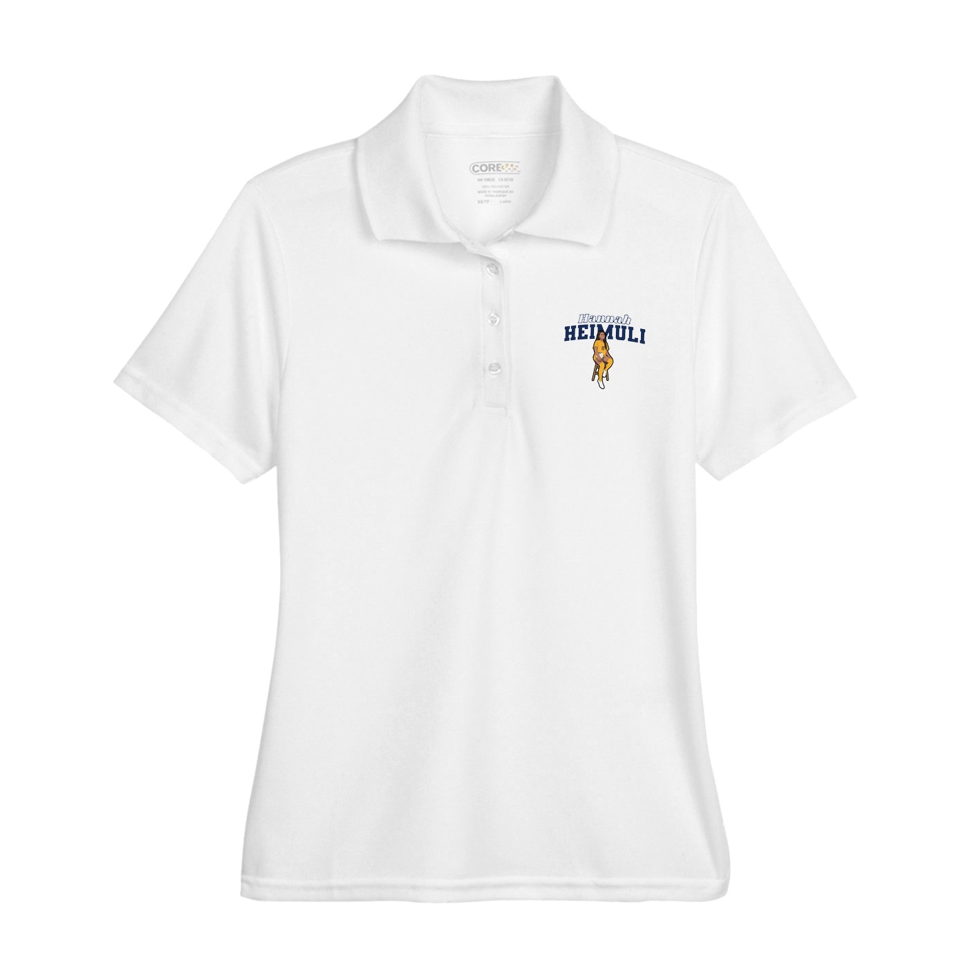 Womens Performance Polo — Name Arch in White