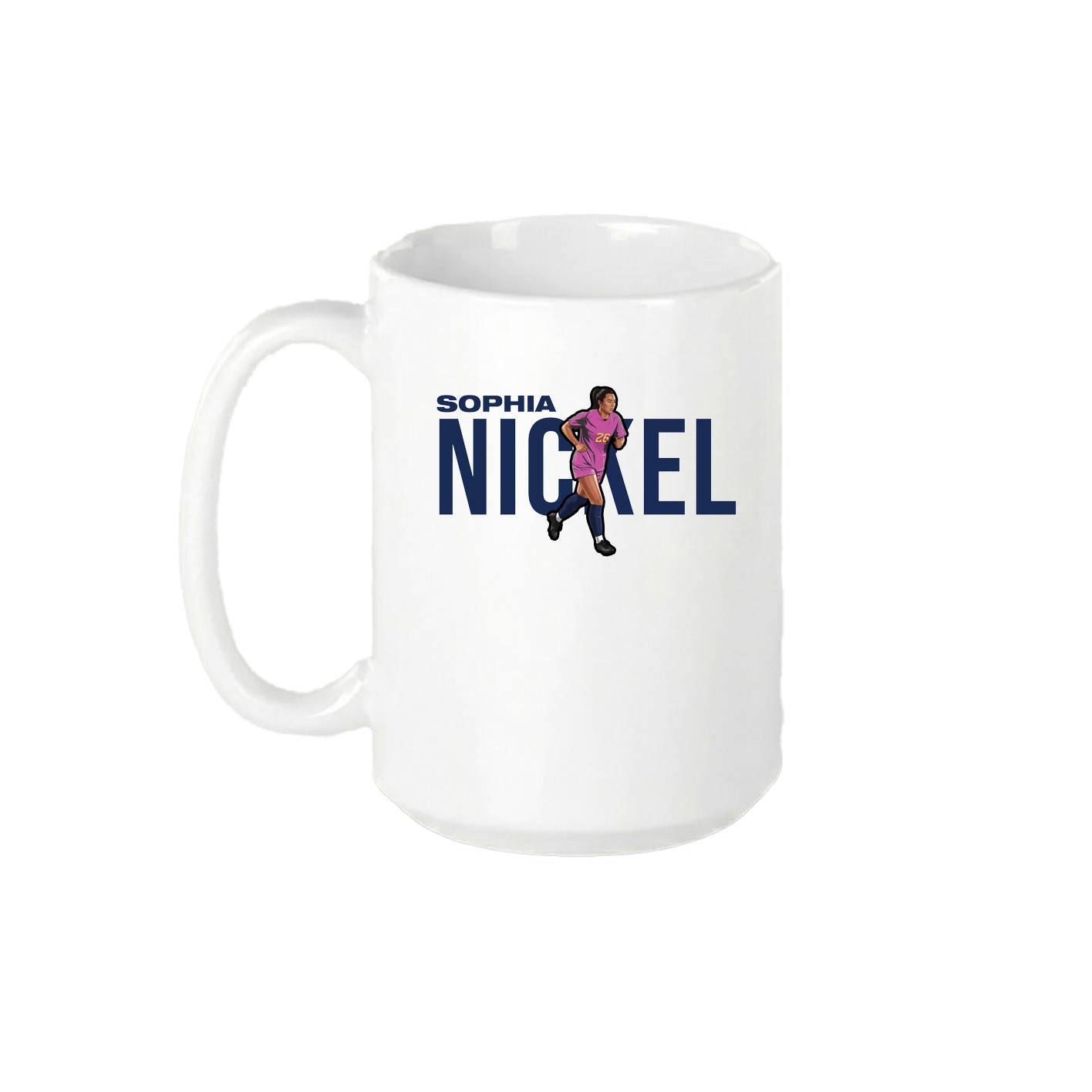 15oz Coffee Mug — Player Name in White