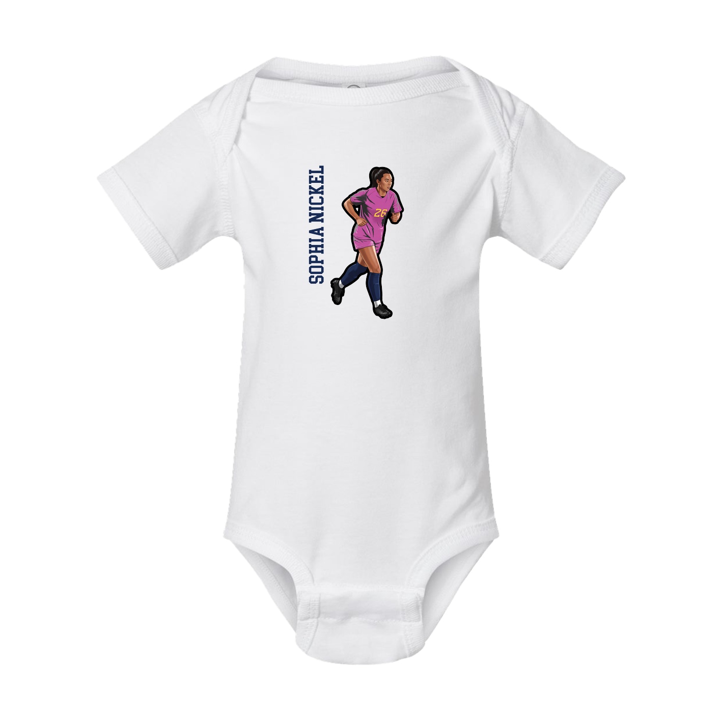 Baby Onesie — Name Vertical in White