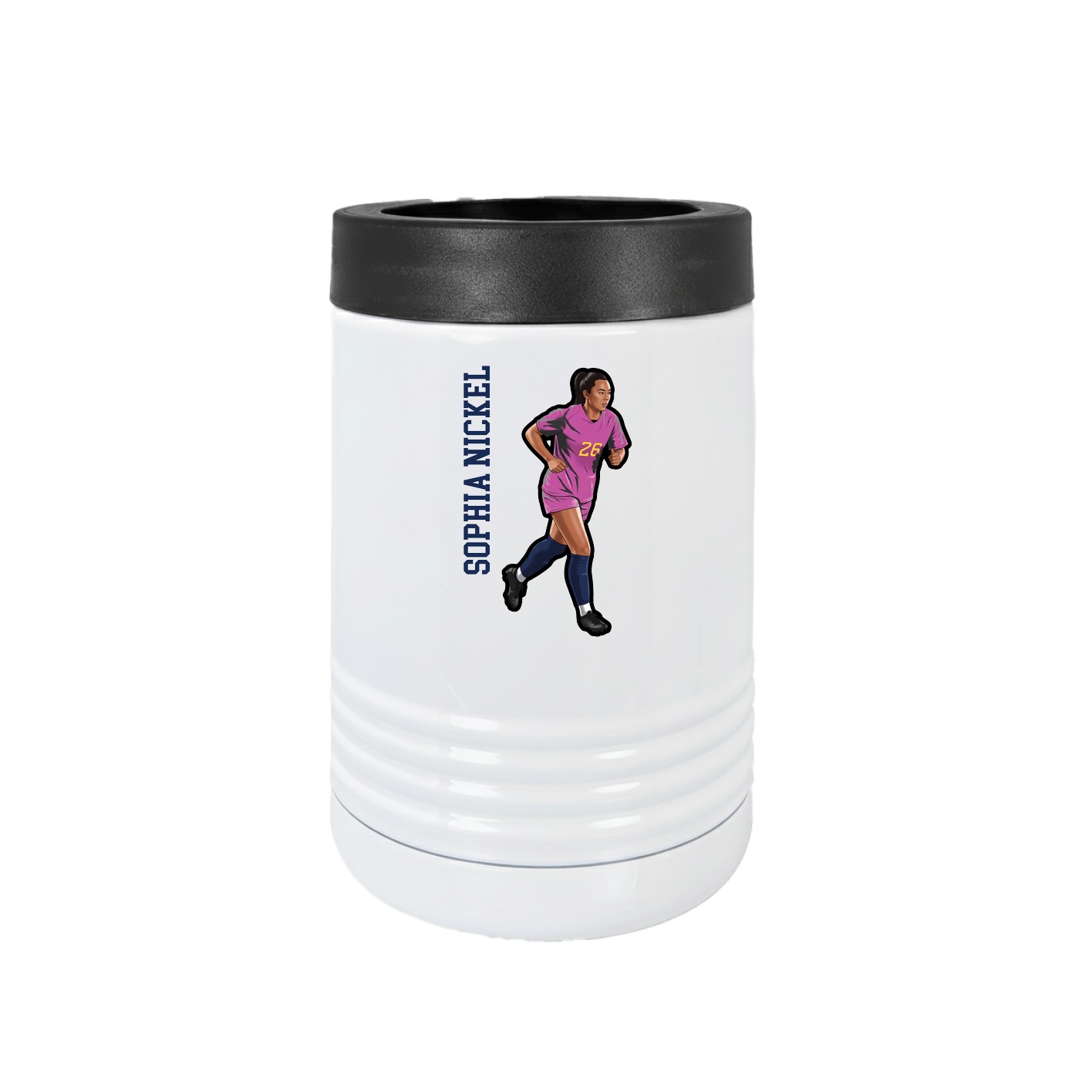 Beverage Holder — Name Vertical in White