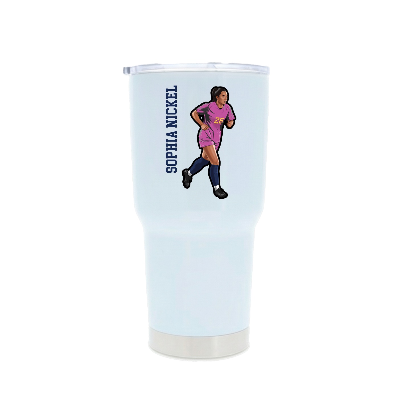 30oz Stainless Steel Tumbler — Name Vertical in White