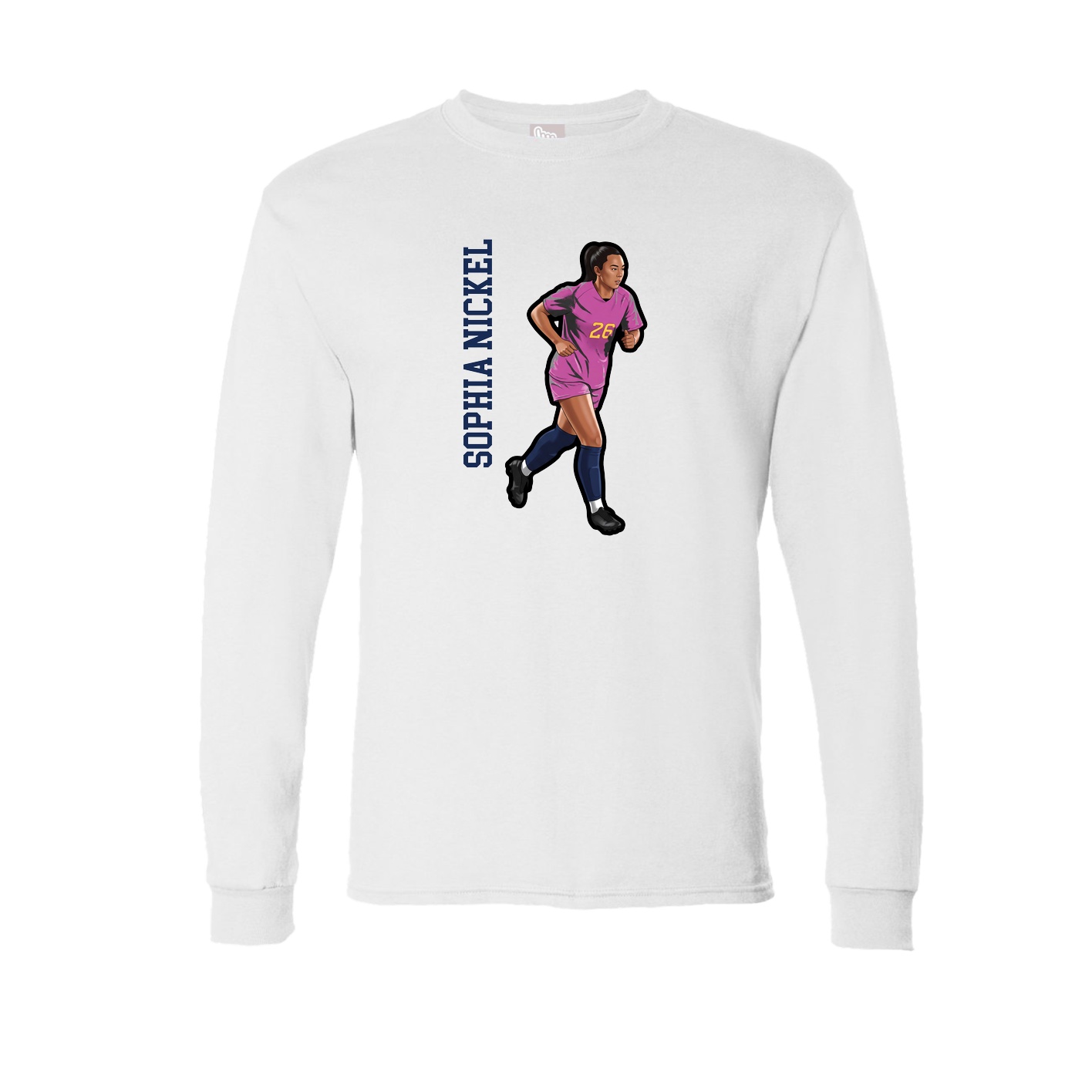 Long Sleeve Tee — Name Vertical in White