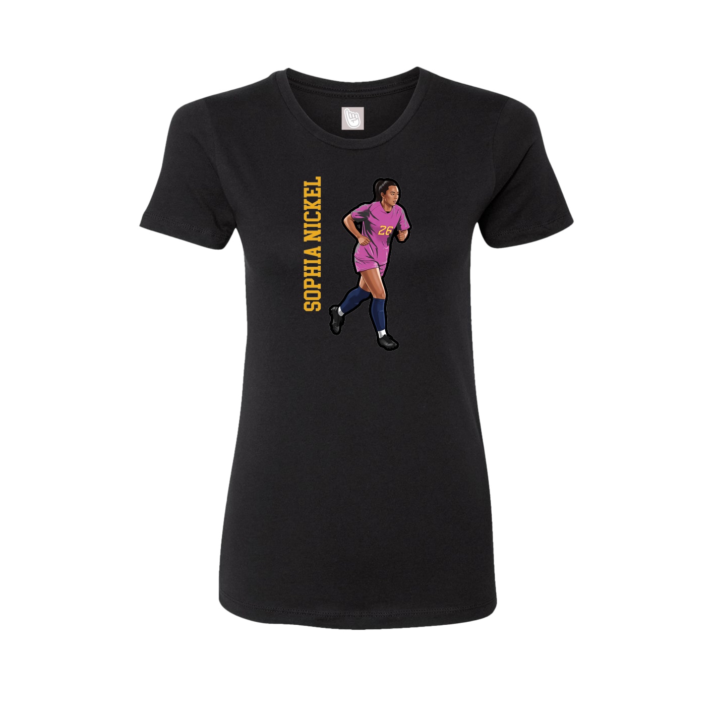 Fitted Women's Tee — Name Vertical in Black