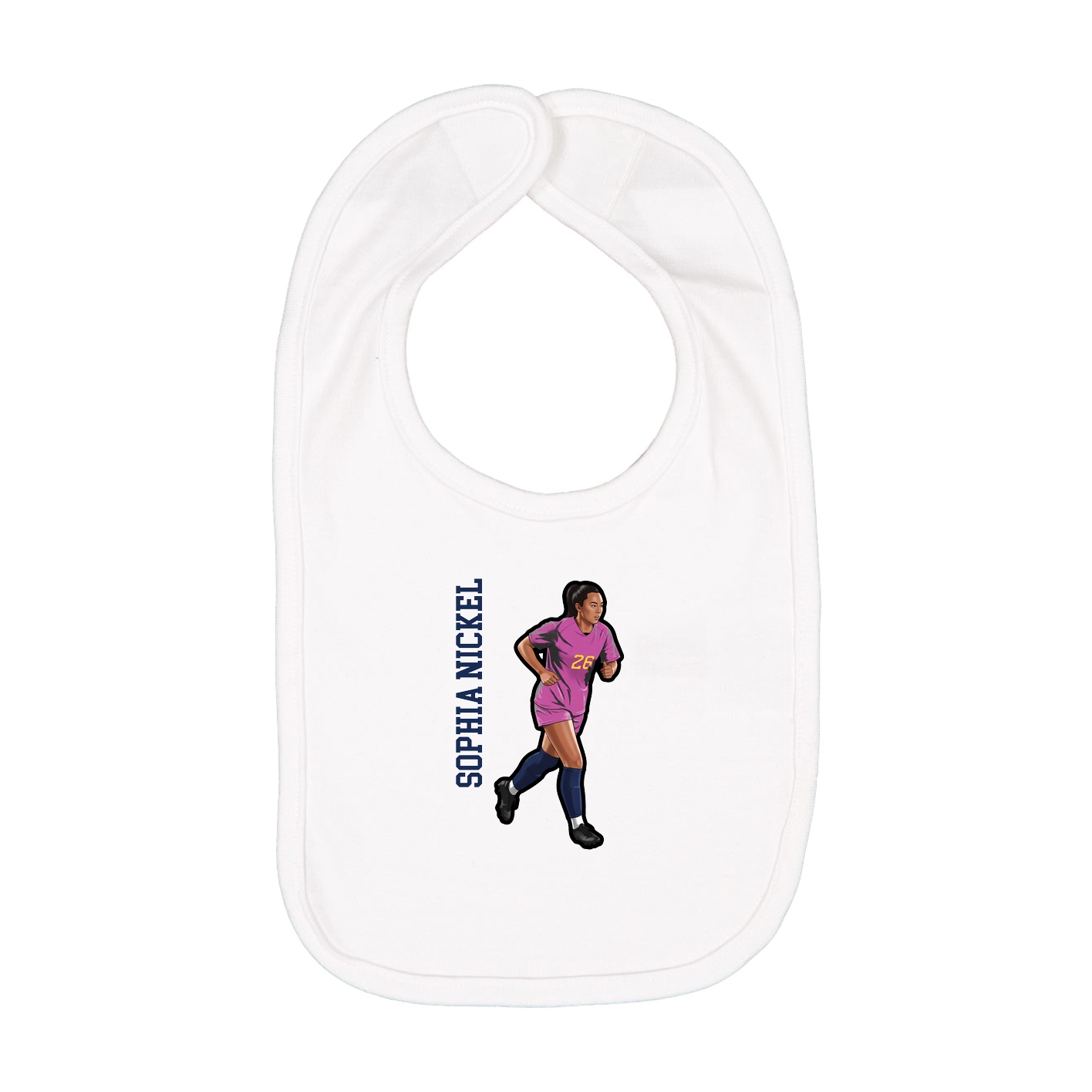 Infant Bib — Name Vertical in White