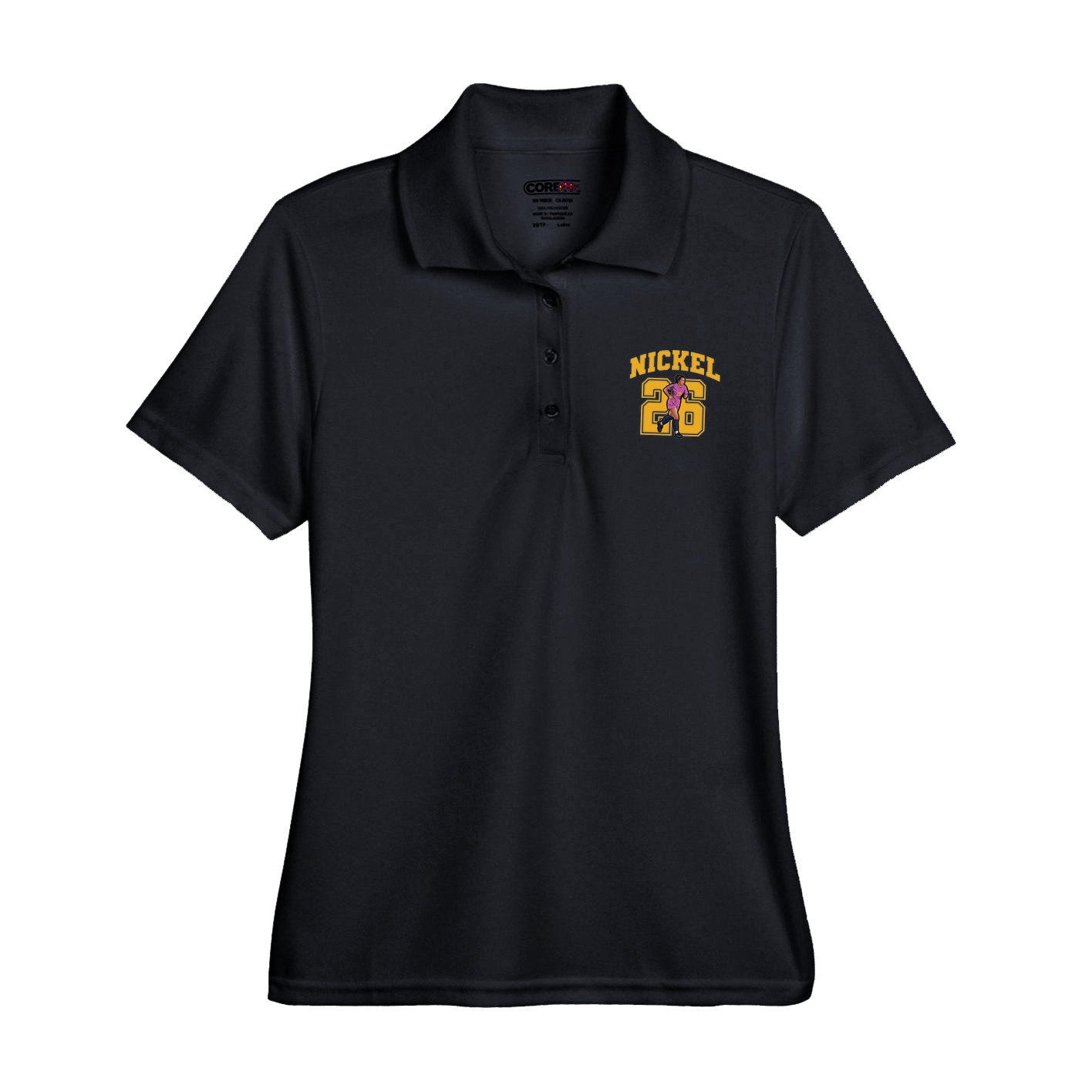Womens Performance Polo — Number in Black