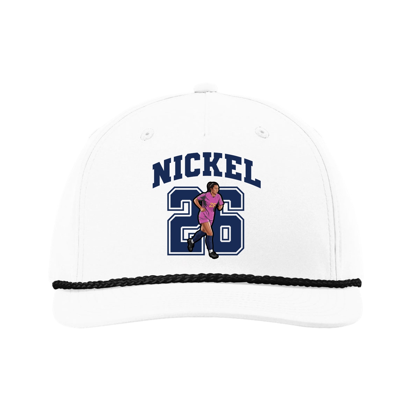 Five-Panel Classic Rope Cap — Number in White