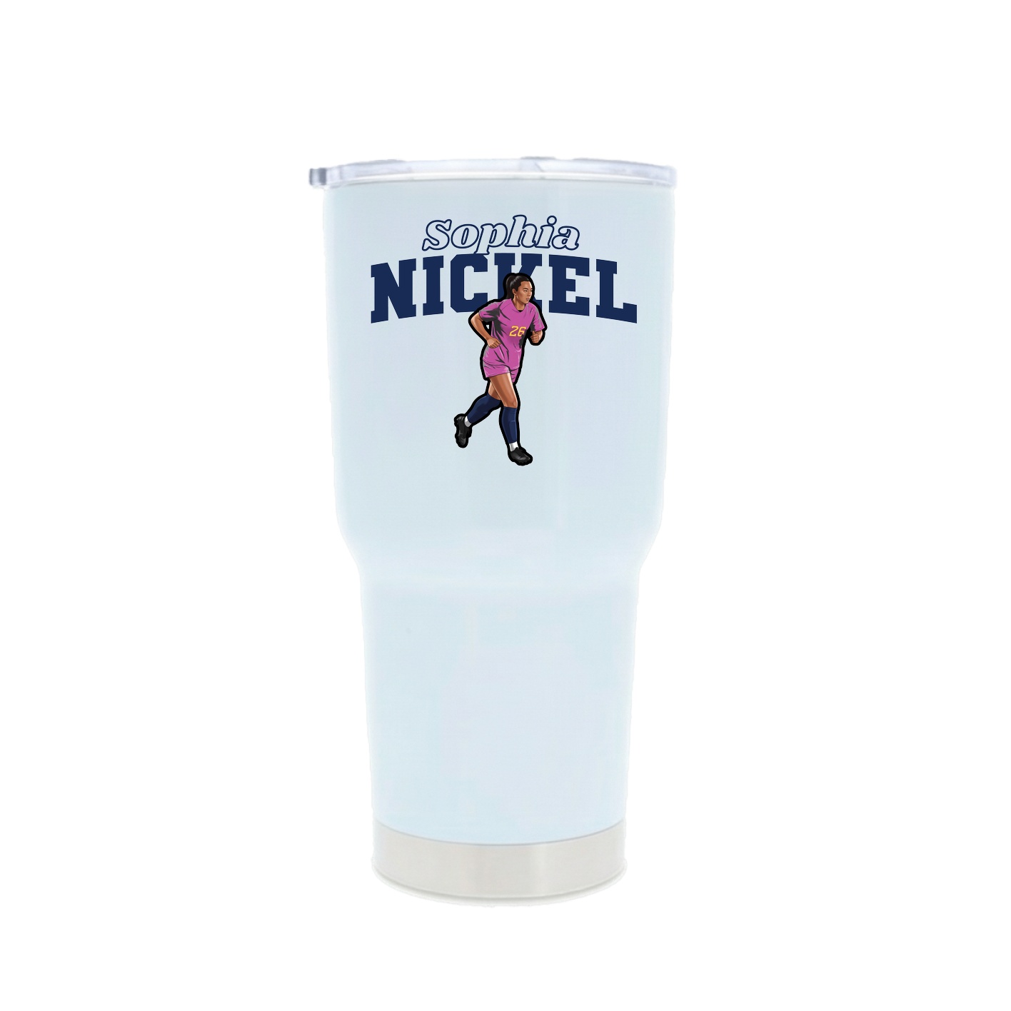 30oz Stainless Steel Tumbler — Name Arch in White