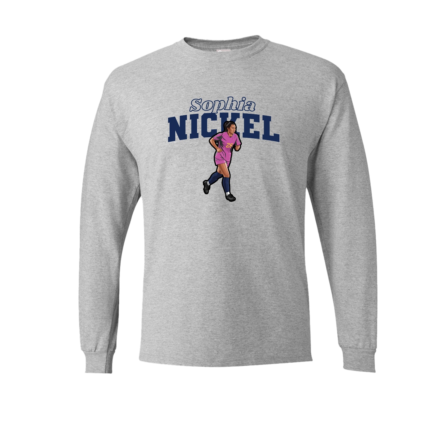 Long Sleeve Tee — Name Arch in Grey