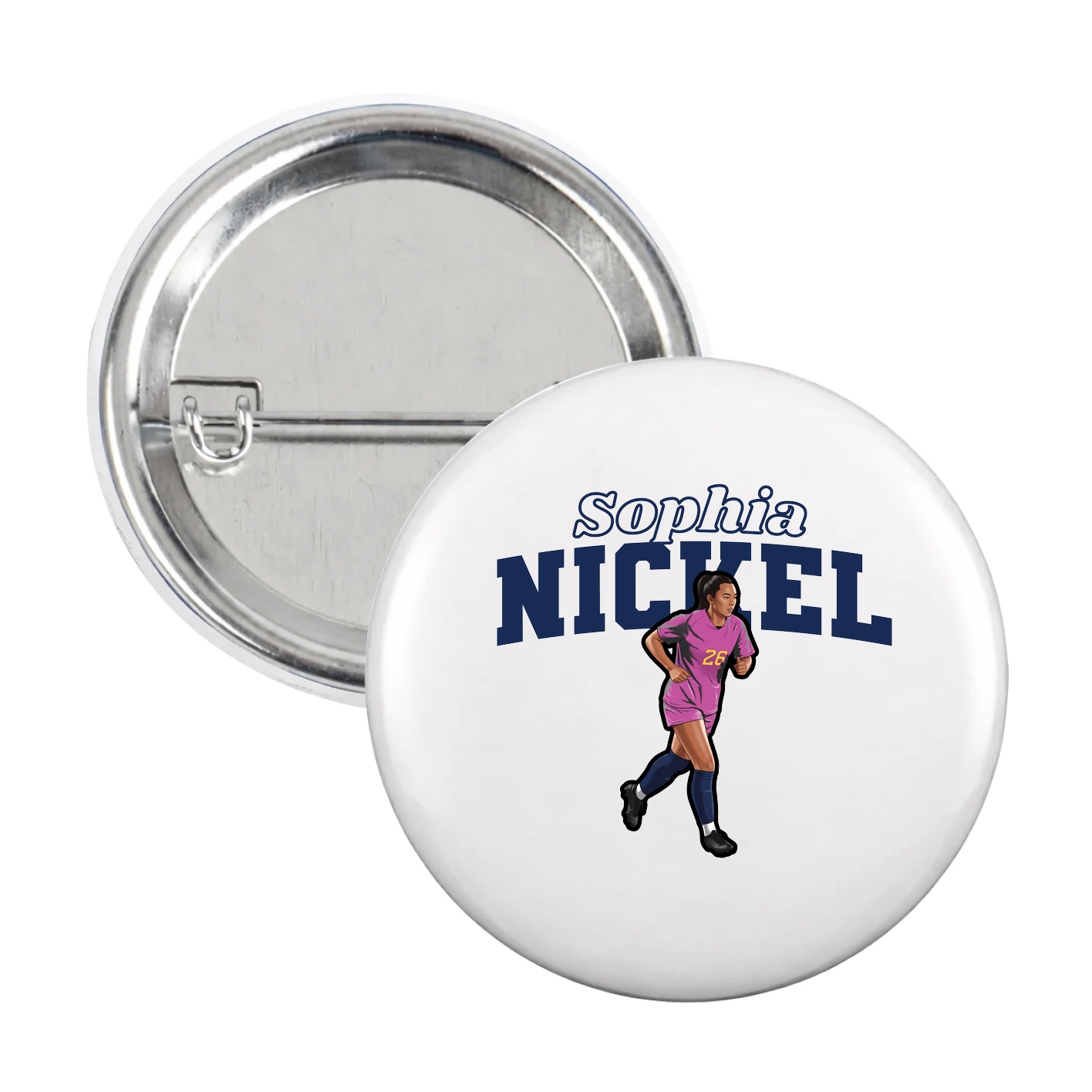 Game Day Button — Name Arch in White