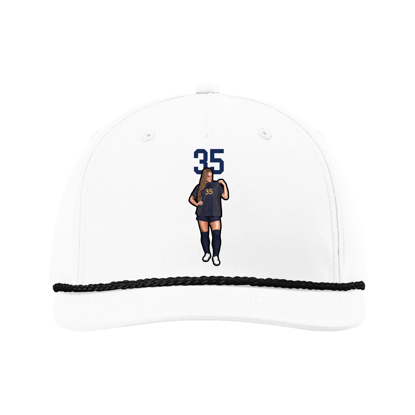 Five-Panel Classic Rope Cap — Number Top in White