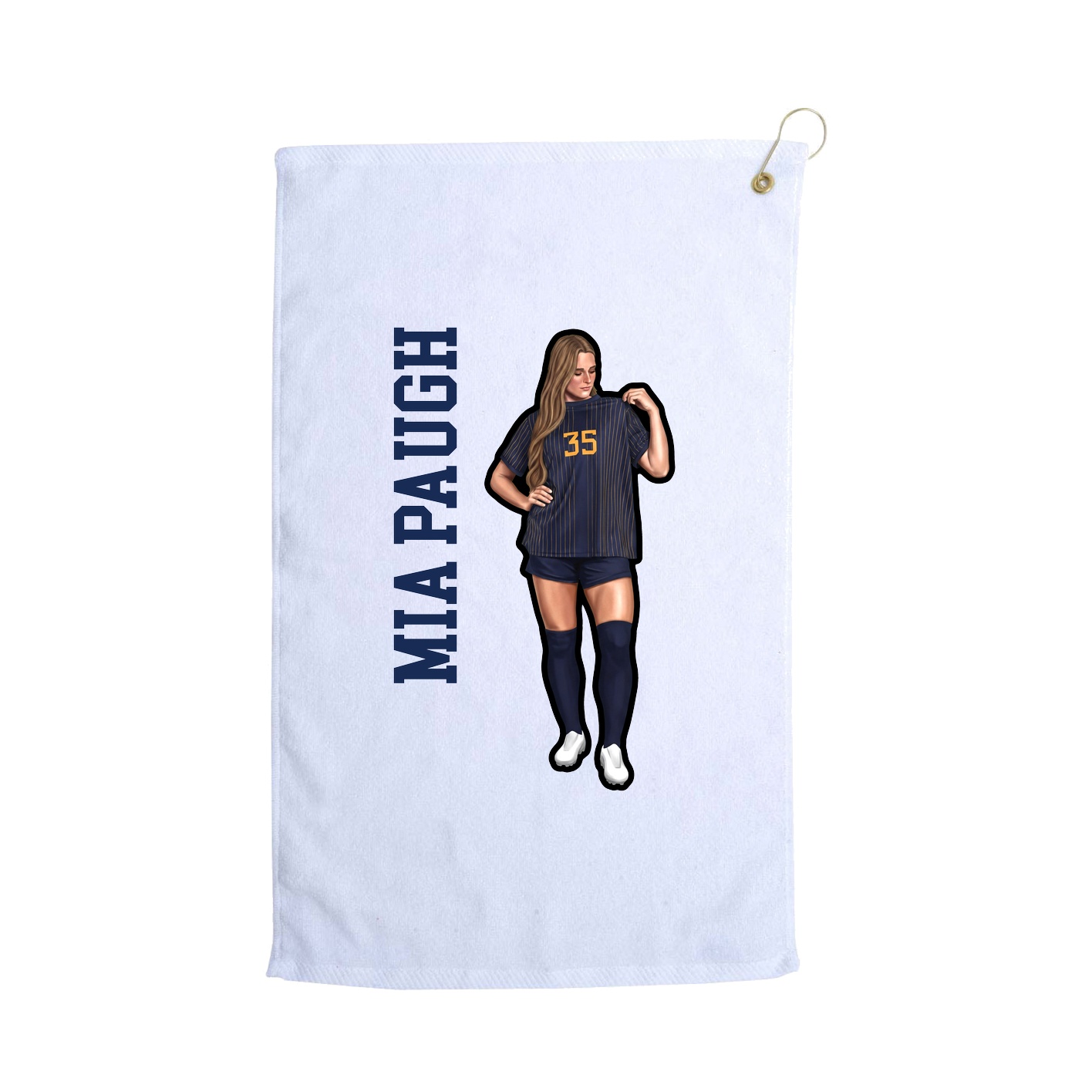Golf Towel — Name Vertical in White