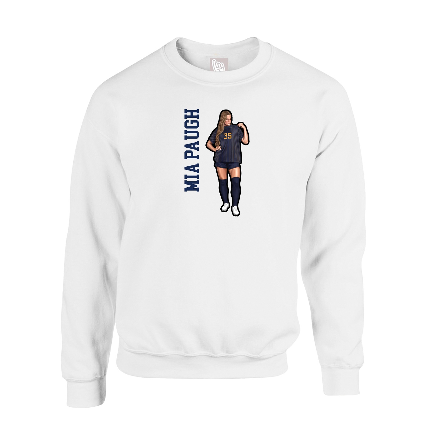 Fleece Crew — Name Vertical in White