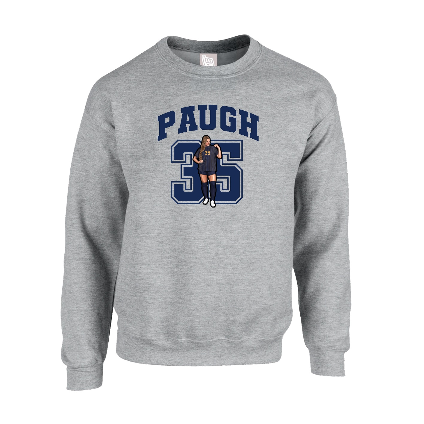Fleece Crew — Number in Grey