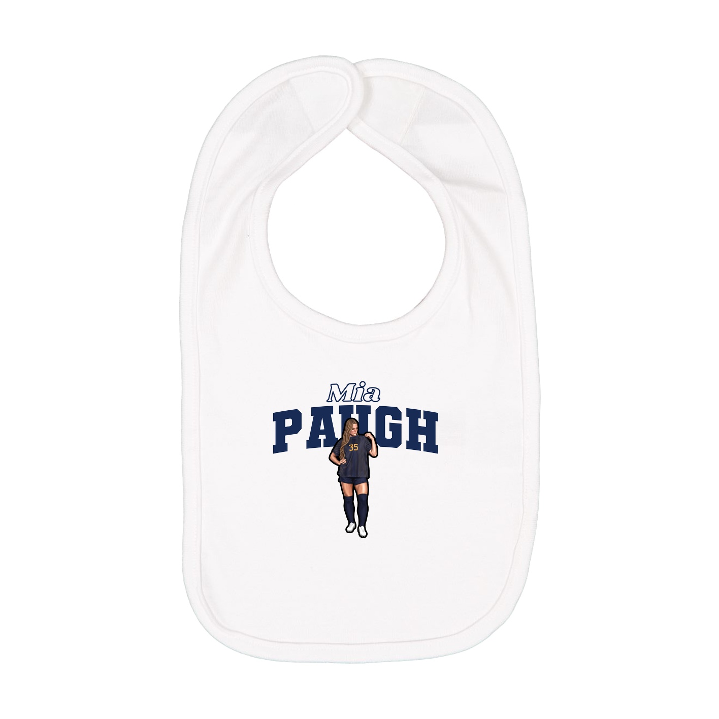 Infant Bib — Name Arch in White