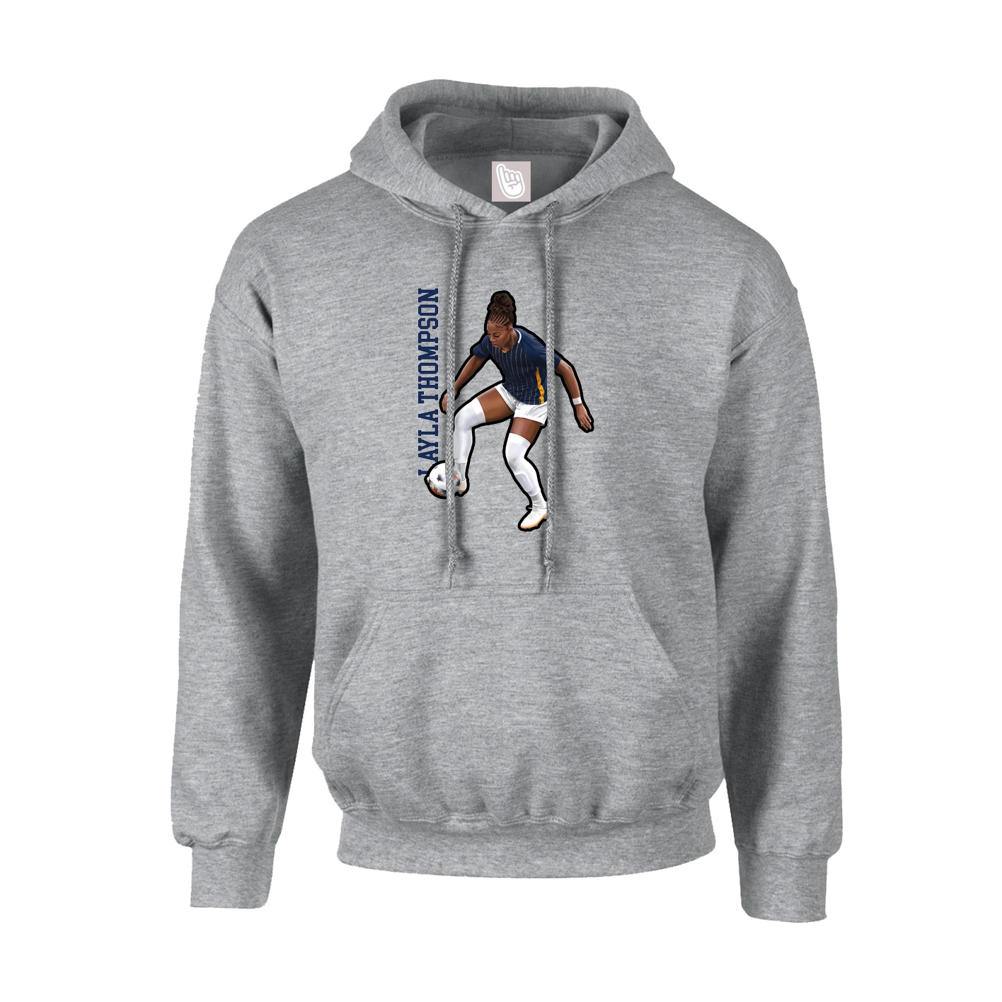 Hoodie — Name Vertical in Grey