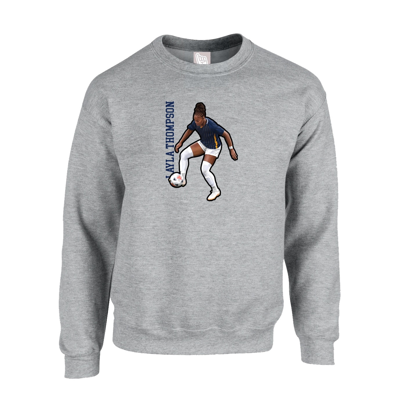 Fleece Crew — Name Vertical in Grey