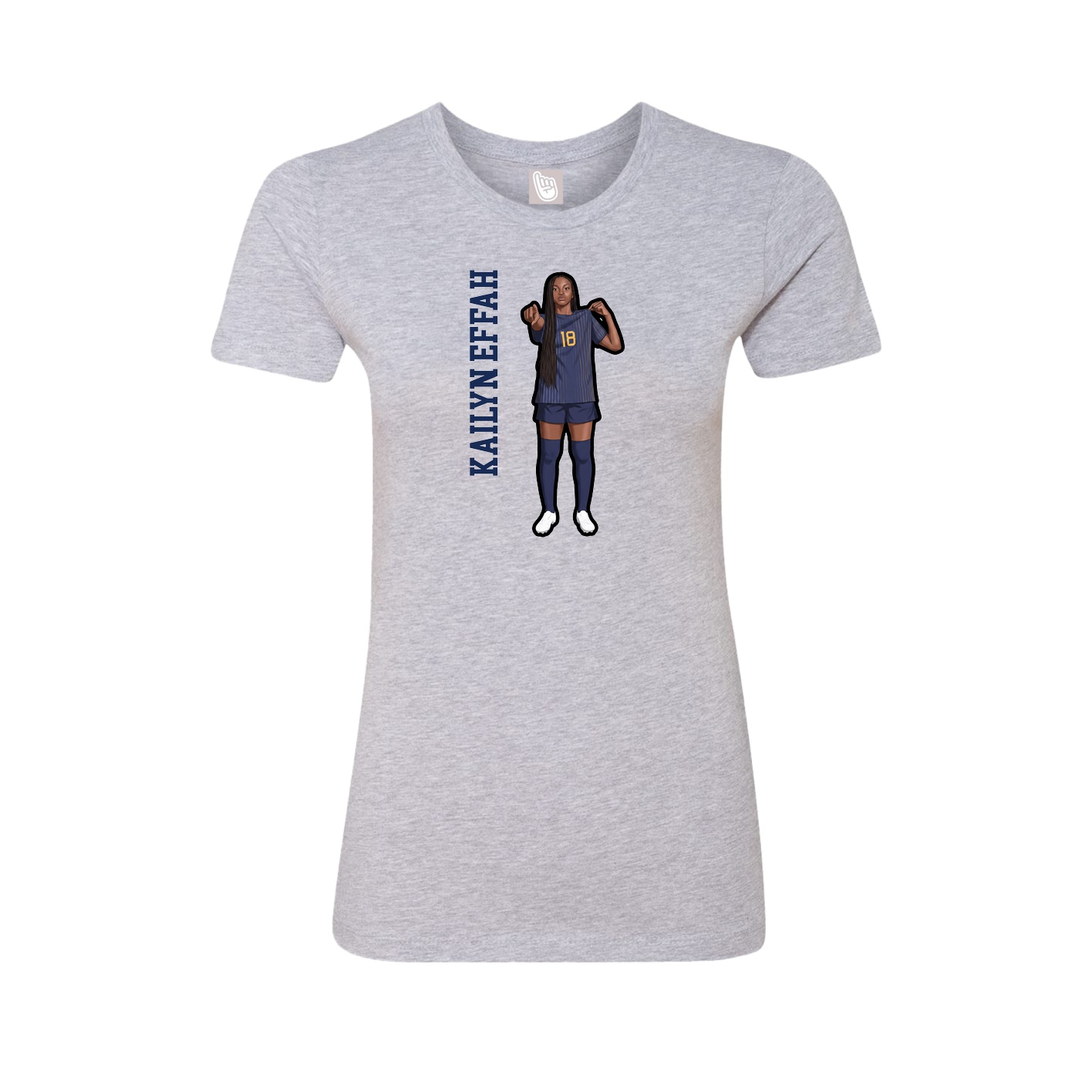 Fitted Women's Tee — Name Vertical in Grey