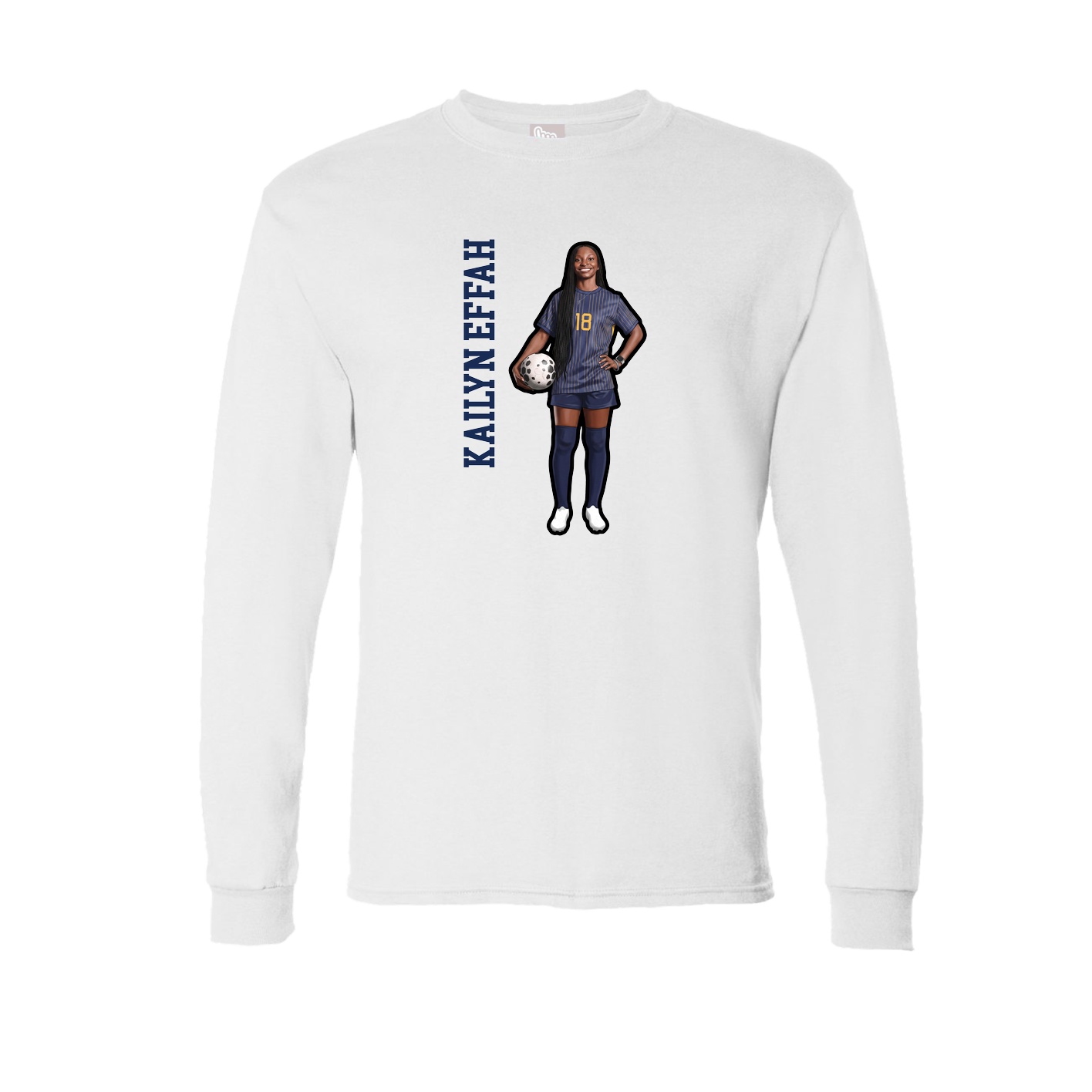 Long Sleeve Tee — Name Vertical in White