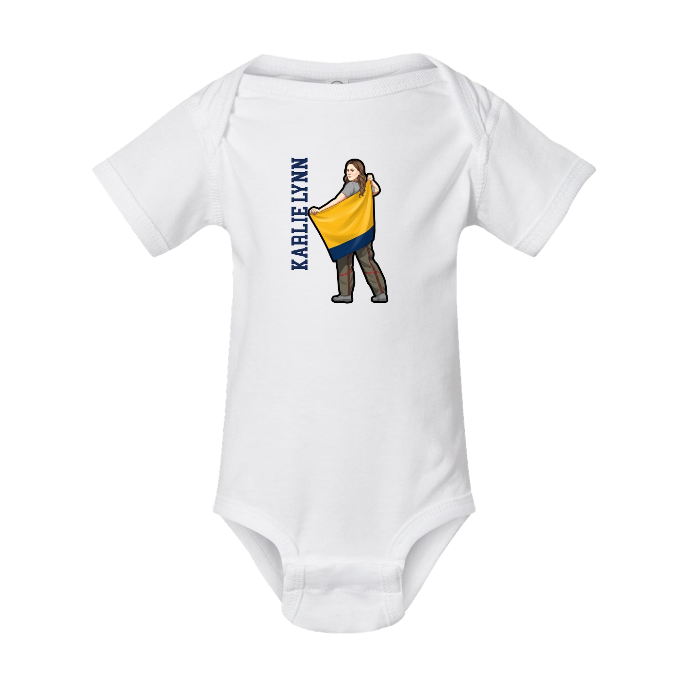 Baby Onesie — Name Vertical in White