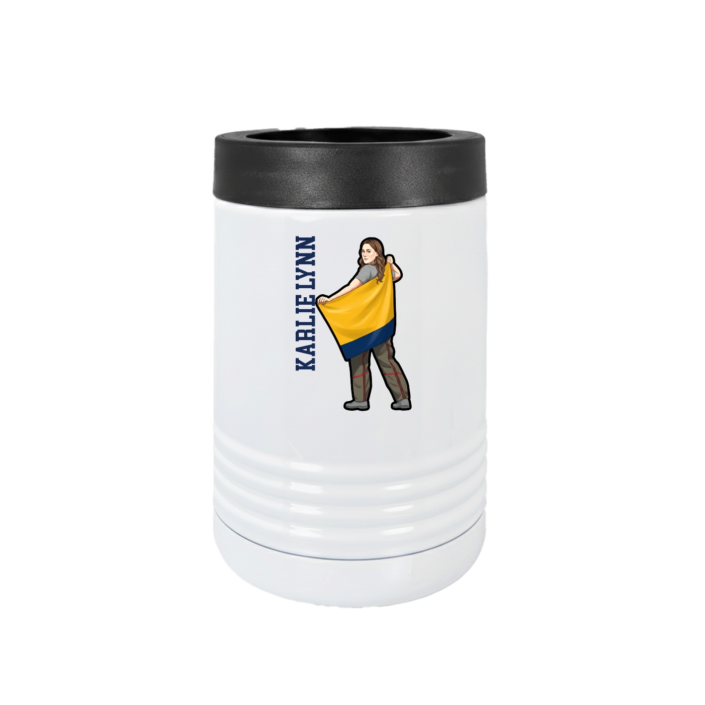 Beverage Holder — Name Vertical in White
