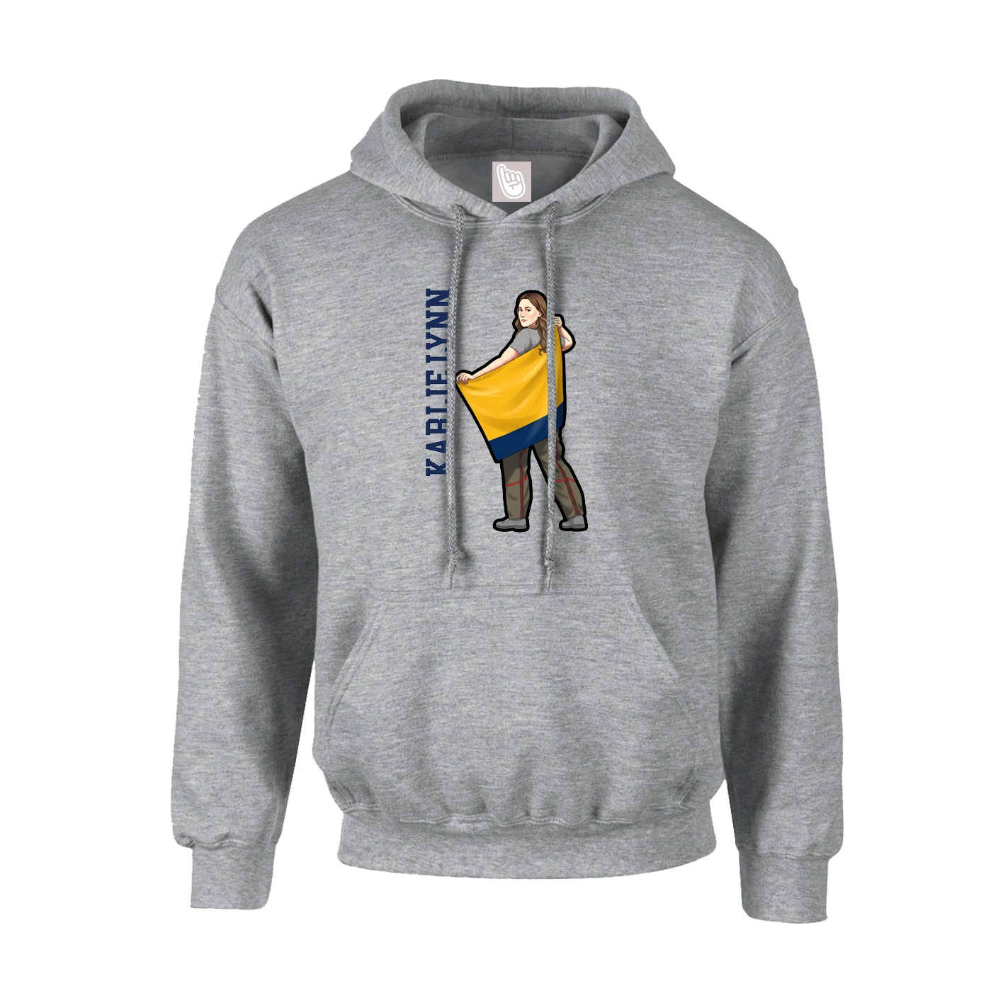 Hoodie — Name Vertical in Grey