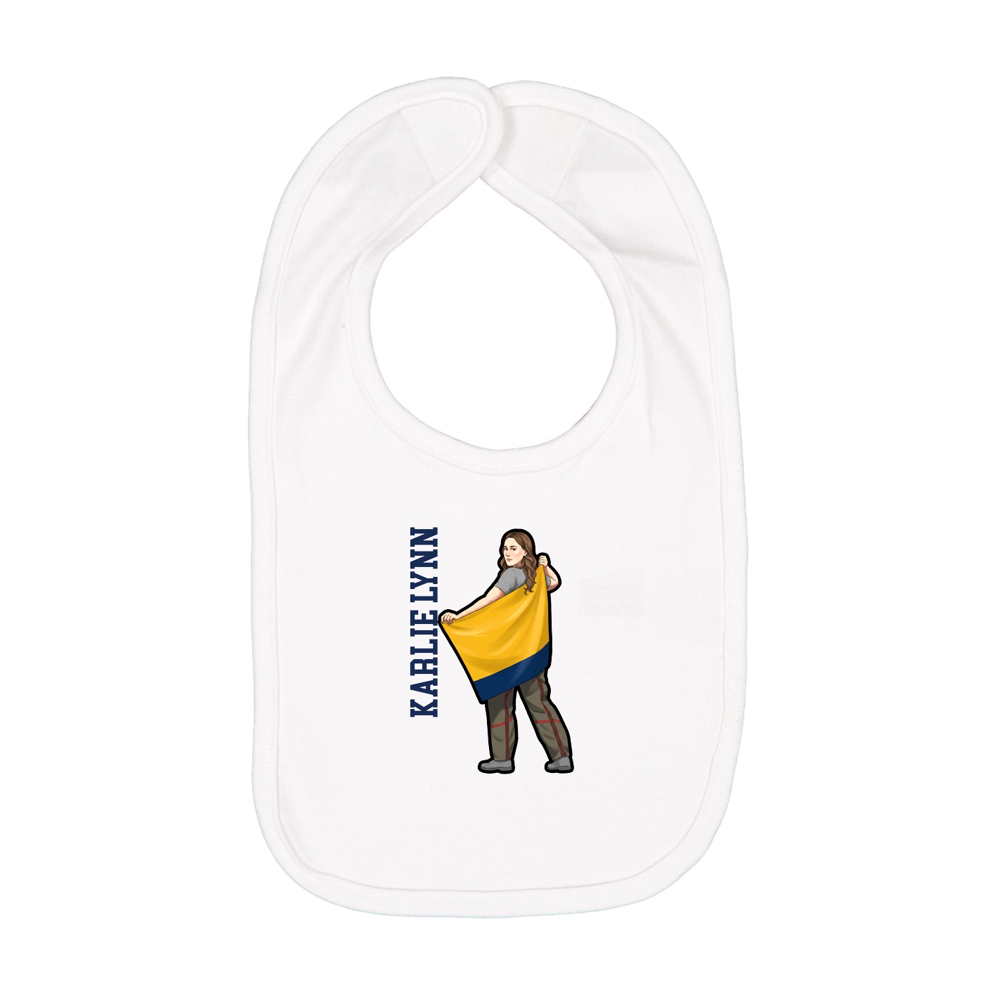 Infant Bib — Name Vertical in White