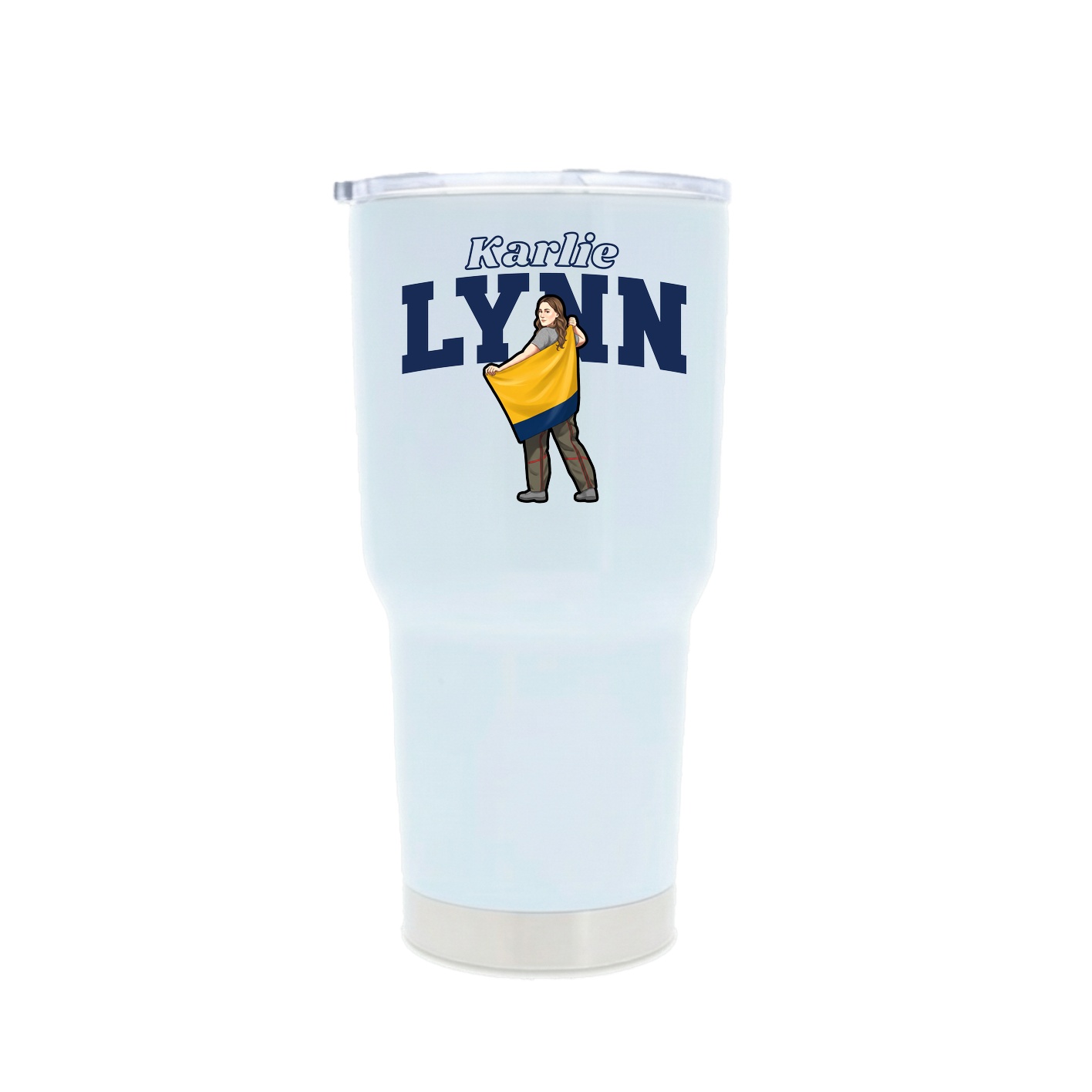 30oz Stainless Steel Tumbler — Name Arch in White