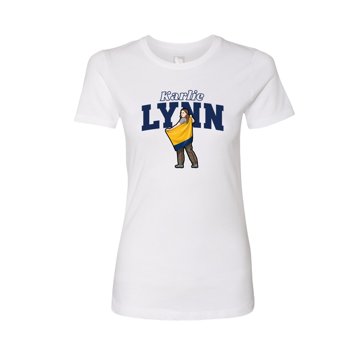 Fitted Women's Tee — Name Arch in White